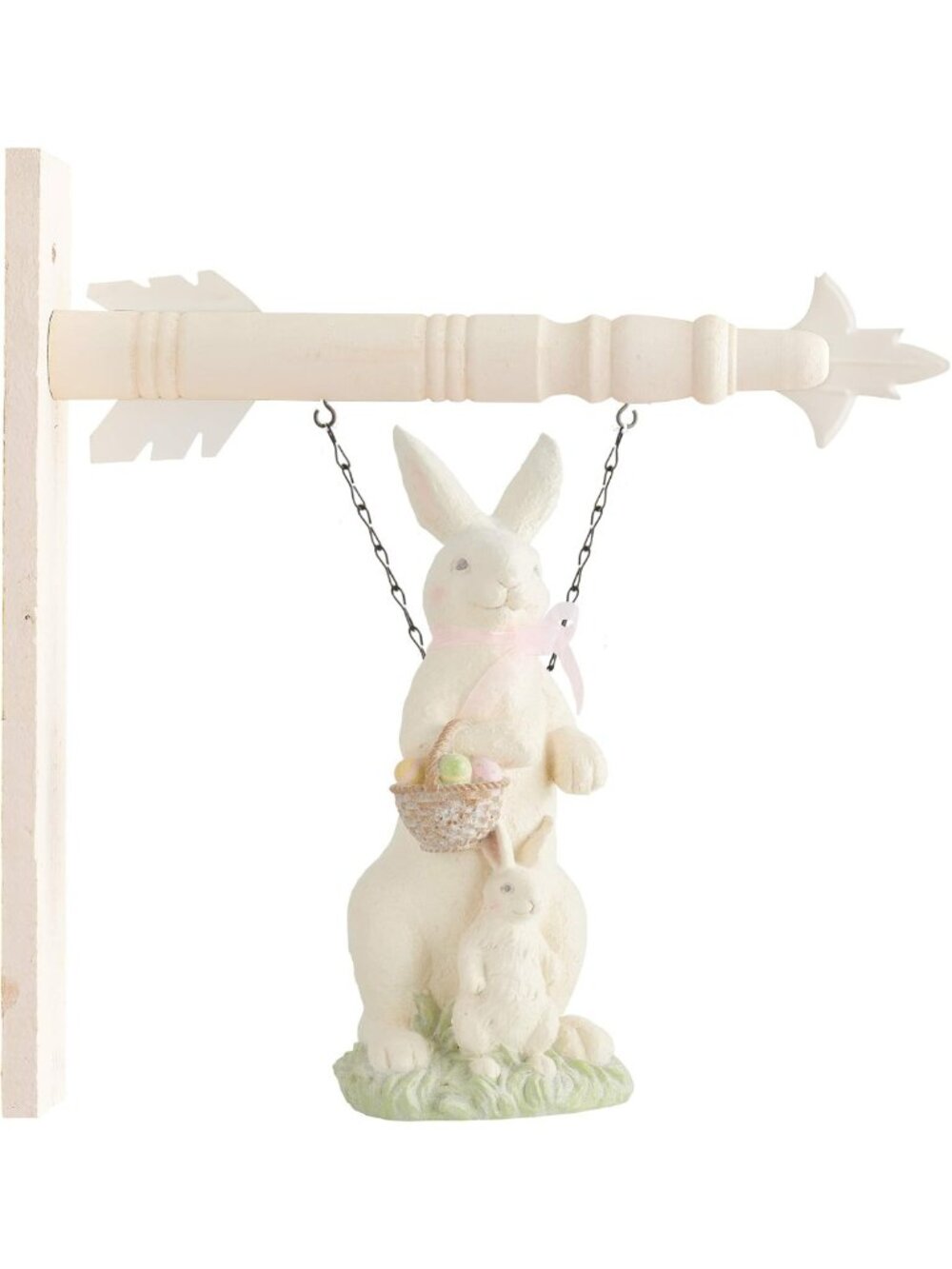 15-Inch White Glitter Bunny Arrow Decor - Perfect for Spring & Easter Home Decor